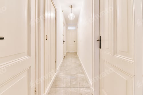 Preview: Long white corridor with marble floor