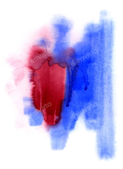 Preview: Red and Blue Watercolor Wash on White Paper