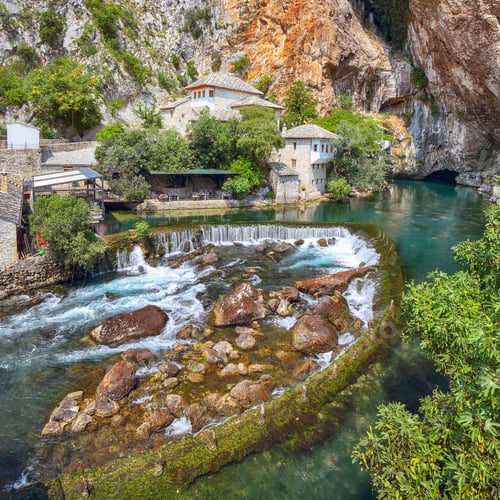 Preview: Dervish monastery or tekke at the Buna River spring in the town of Blagaj