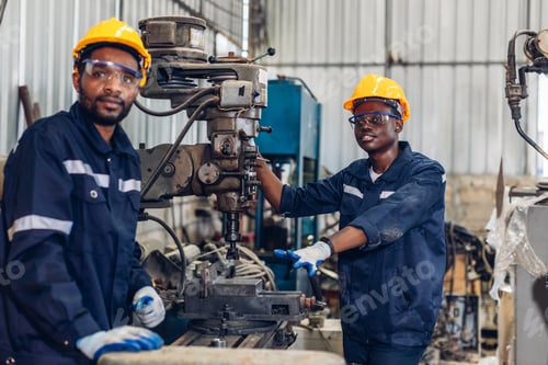 Preview: Workers Factory or Engineering work at factory site check up machine or products in site