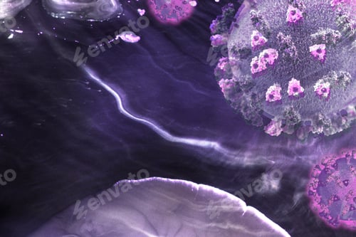 Preview: Purple Virus Cells Explored with Microscope Lenses