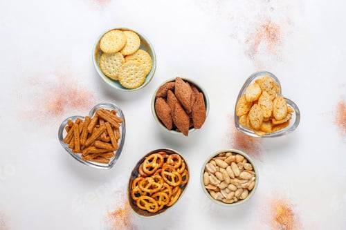 Preview: Assortment of unhealthy snacks.