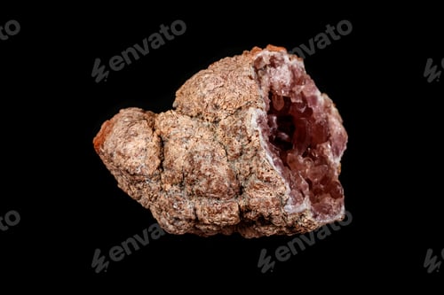Preview: Macro mineral stone Pink Amethyst on a black background