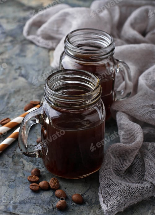 Preview: Coffee with milk in jar