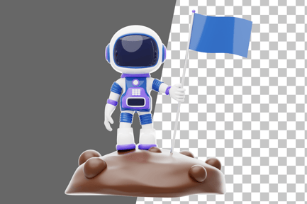 Preview: Astronaut Planting Flag on Planet 3D Illustration