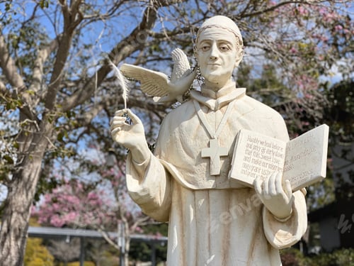 Preview: Fantastic, creative statue of Saint Gregory in the garden of Saint Gregory The Great Catholic Church