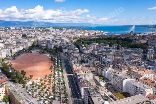 Preview: Aerial view of plainpalais in Geneva - Switzerland