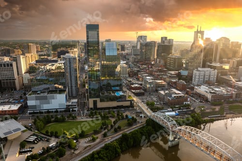 Preview: Downtown of Nashville, Tennessee at sunset.