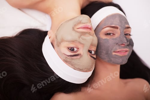 Preview: Use of a face mask to the face two young women in a beauty salon