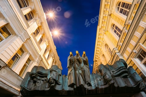 Preview: Vilnius Lithuania. Close Three Muses Sculpture Of Lithuanian Nat