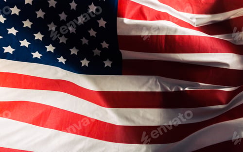 Preview: Closeup of ruffled American flag