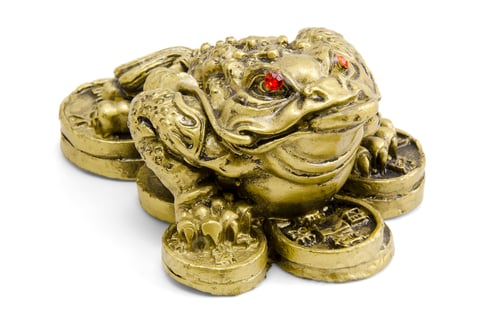 Preview: Golden Money Frog with Coins for Prosperity