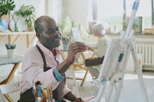 Preview: African American Man Resting during Art Therapy