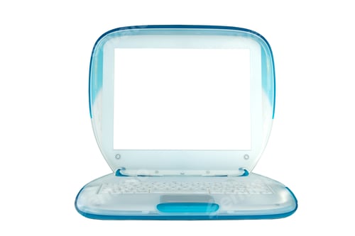 Preview: Vintage classic laptop computer with blank screen isolated on white