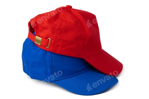 Preview: Stack of baseball caps isolated on white background