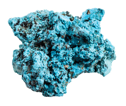 Preview: unpolished shattuckite mineral isolated on white