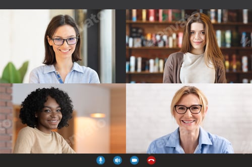 Preview: Diverse women making online videochat, screen view