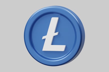 Vista previa: Moneda azul con letra L estilizada.