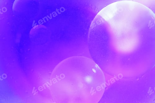 Preview: Oil bubbles close up. circles of water macro. abstract light blue background