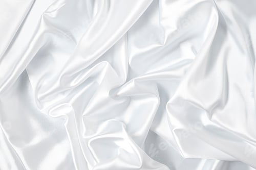 Visualização: Vincos de cetim branco, seda e algodão. Fundo abstrato de textura de tecido branco. Tecido soft wave