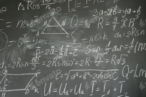 Preview: math formulas on black board