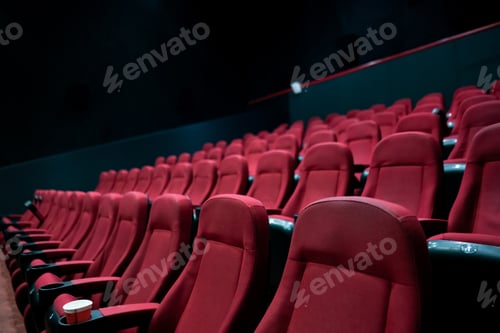 Preview: empty row line of seats in the cinema hall
