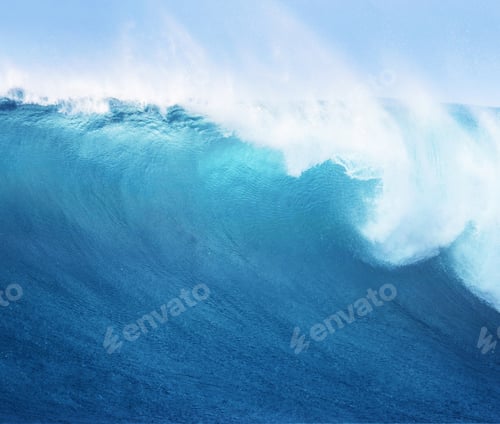 Preview: Large Blue Surfing Wave