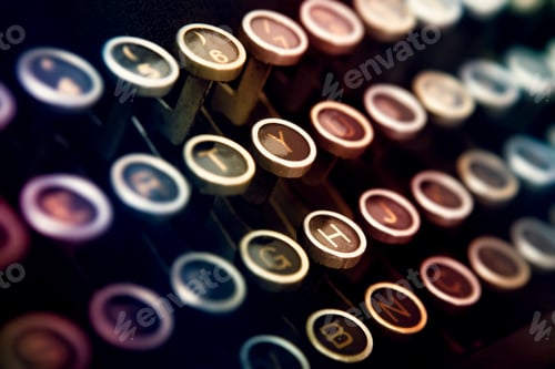 Preview: Vintage Typewriter Keys Detail in a Dark Setting