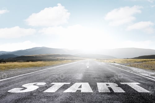 Preview: Start Word As Motivation Writen On Asphalt Road