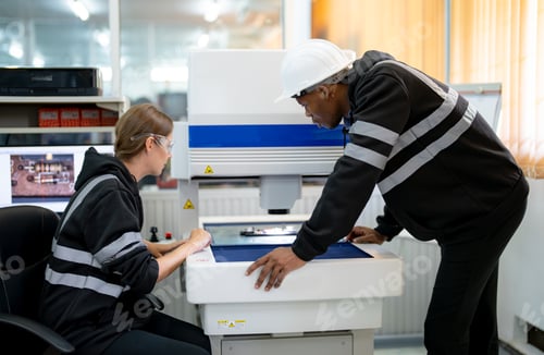 Preview: Technology Engineer Working in Factory. Engineer testing a robotic production in robotics facility.