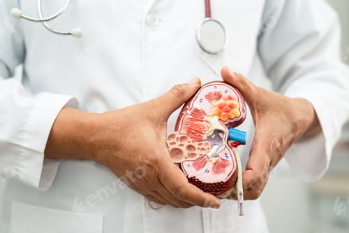Preview: Kidney disease, Chronic kidney disease ckd, Doctor hold model to study and treat in hospital.