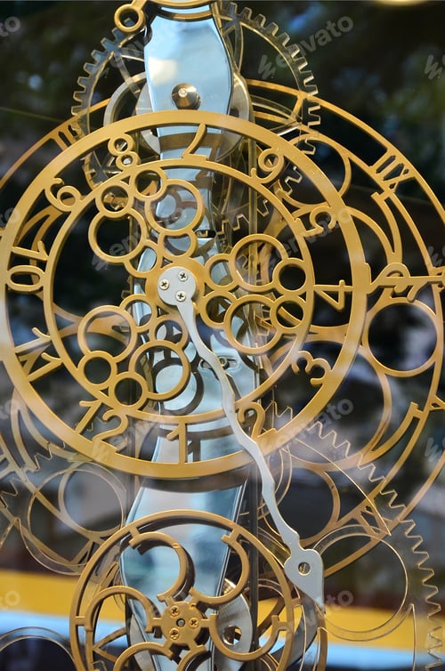 Preview: Abstract image with mechanical clocks of unusual and strange design