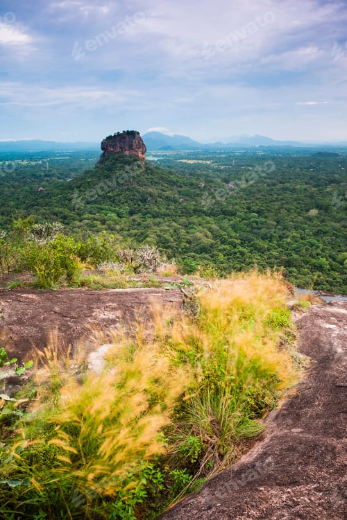 Preview: Sigiriya Rock landscape seen from Pidurangala Rock, UNESCO World Heritage Site, Sri Lanka, Asia