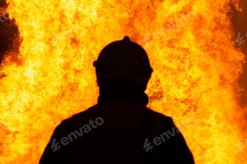Preview: Firefighters putting out a fire. Destruction and disaster