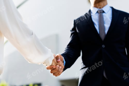 Preview: Men Women Business Agreement Hands Shake