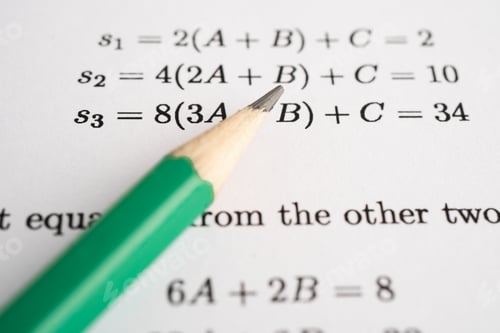 Preview: Pencil on mathematic formula exercise test paper in education school.