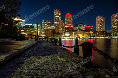 Preview: Night view of a modern downtown city during night time