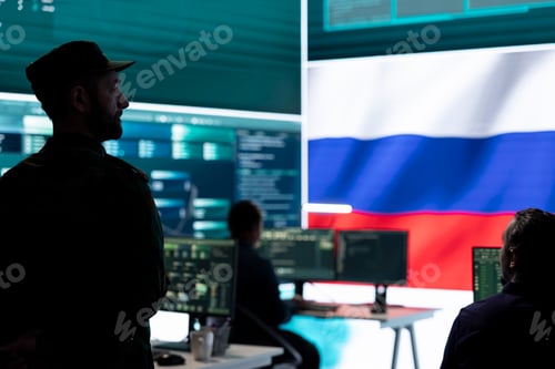 Preview: Russian military personnel in high tech government office spreading fake news