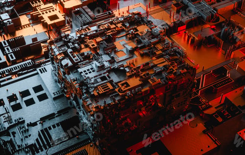 Preview: Abstract futuristic and digital technology composition. 3d render.