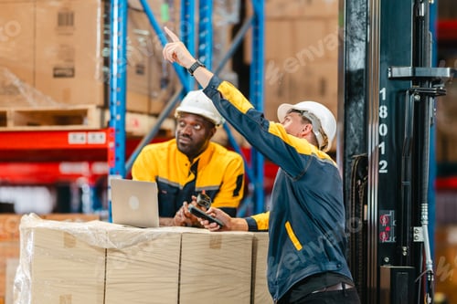 Preview: Logistics Workers Handling Packages in a Sustainable Warehouse with Low Carbon Workflow