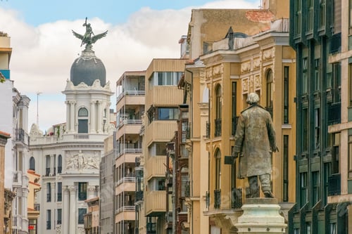 Preview: View of Santiago Street from Zorrilla Square, Valladolid, Castilla y Leon, Spain