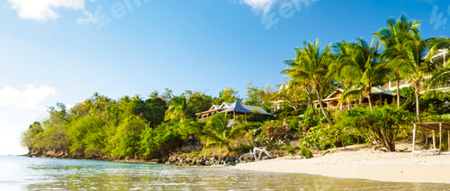 Preview: Tropical beach in Saint Lucia Caribbean, white tropical beach at a luxury resort in St Lucia