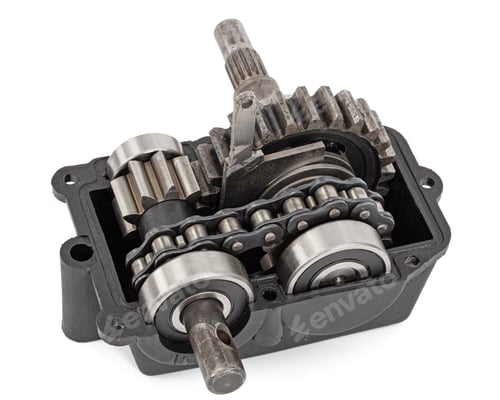 Preview: Gear reducer with chain drive, isolated on white background