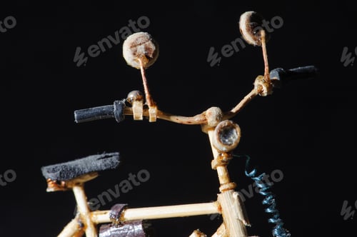 Preview: Miniature handicraft detail shot of wooden bicycle