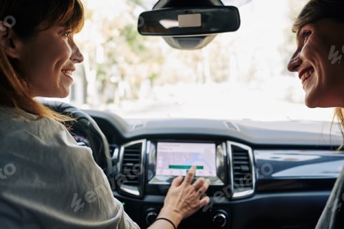 Preview: Woman setting destination point
