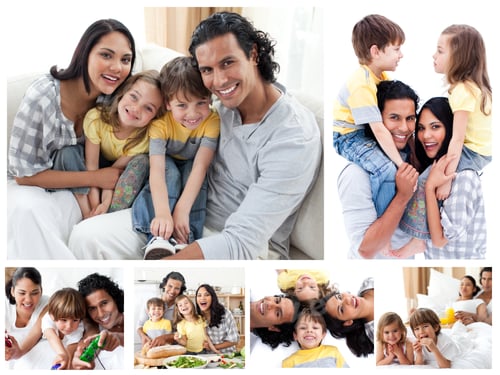 Preview: Collage Of A Family Enjoying Moments Together At Home