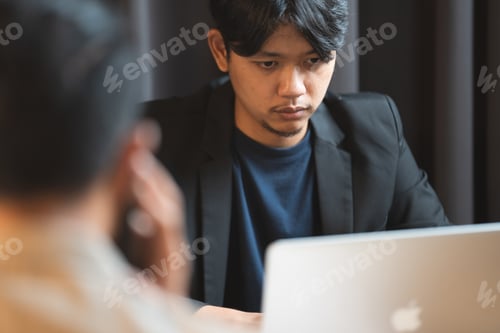 Preview: professional businessman and businesswoman meeting to work with corporate project discussion