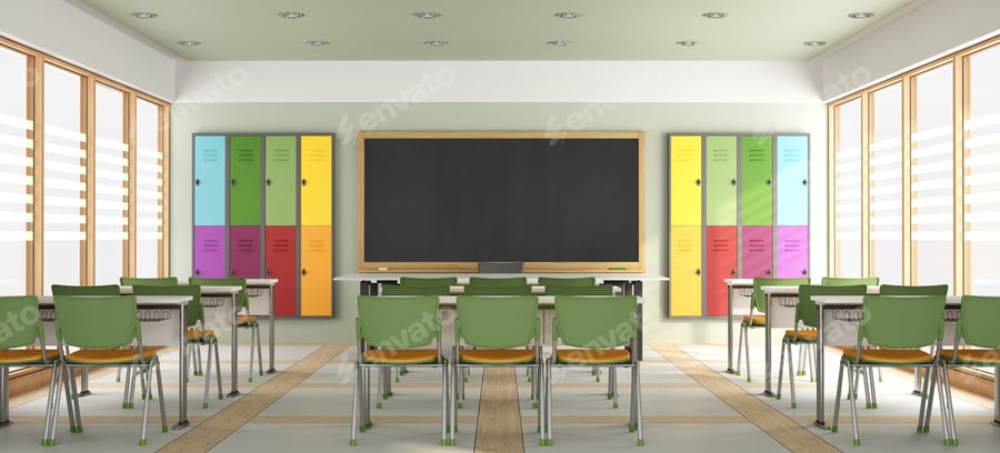 Cover for Empty modern classroom