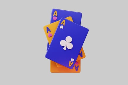 Preview: Stacked playing cards with letter and clover symbols