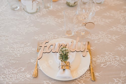 Preview: Table setting at the wedding reception.